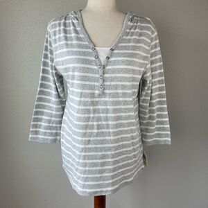 NWT Karen Scott Half Button Hoodie Top Size M